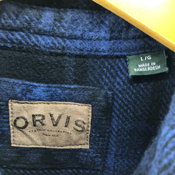 ORVIS Ombre Check Long Sleeve Heavy Flannel Check Shirt Men's L size / eaa500884