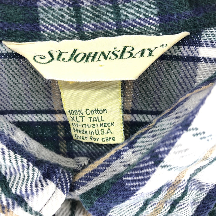 90'S St. John's Bay Long Sleeve Heavy Flannel Check Shirt Made in USA Men's XL Vintage /eaa500888