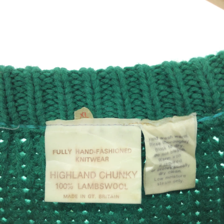 HIGHLAND CHUNKY Ribbed Lambswool Knit Sweater Made in the UK Men's XL size /eaa500930