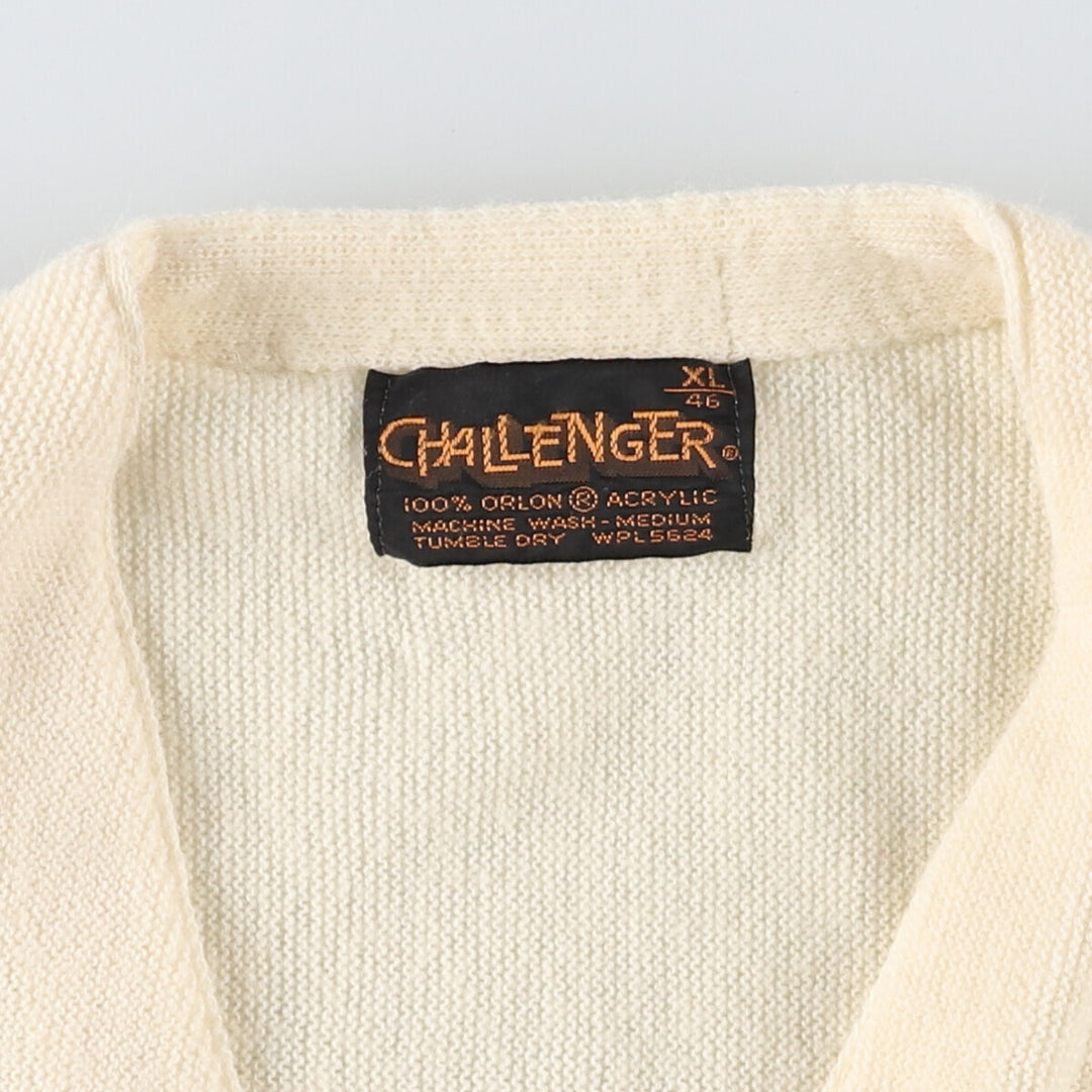 ~80'S CHALLENGER acrylic knit cardigan, men's XL size, vintage /eaa500952