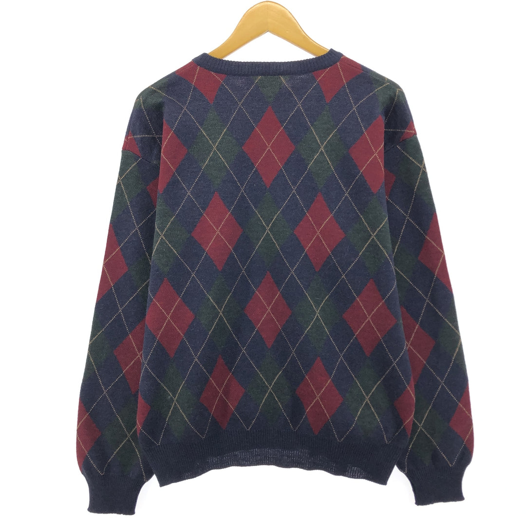 80s-90'S Brooks Brothers Argyle Pattern Merino Wool Knit Sweater Made in Italy Men's M size /eaa500983