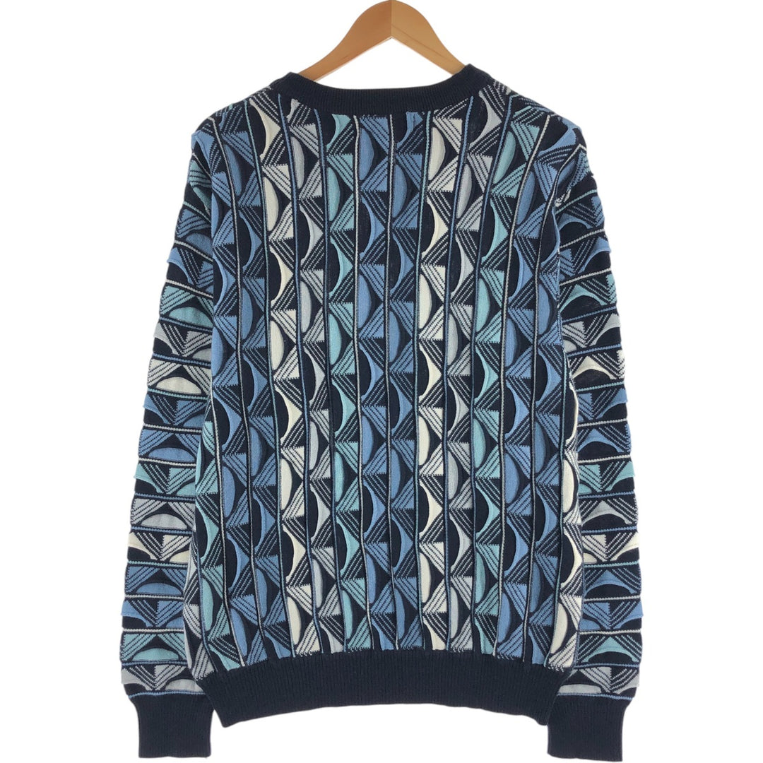 FX FUSION All-Over Print 3D Knit Sweater, Men's Size L cotton black type Vintage Second Hand