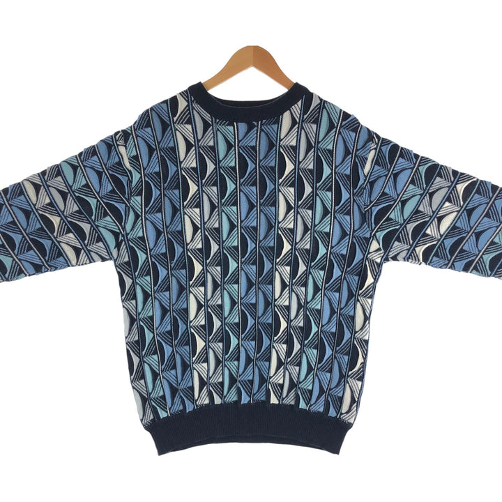 FX FUSION All-Over Print 3D Knit Sweater, Men's Size L cotton black type Vintage Second Hand