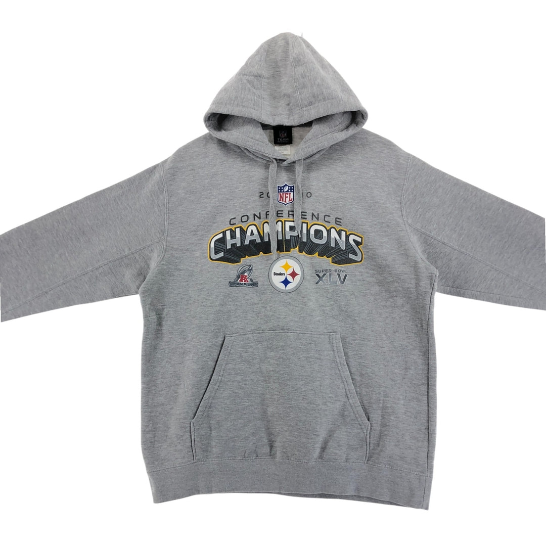 TEAM APPAREL NFL Pittsburgh Steelers Super Bowl XLV Pullover Hoodie, Men's Size L cotton gray type Vintage Second Hand