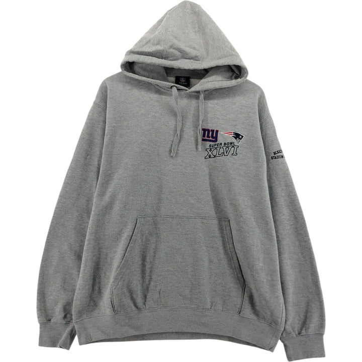 TEAM APPAREL NFL New England Patriots SUPER BOWL XLVI Pullover Hoodie, Men's Size XL cotton gray type Vintage Second Hand