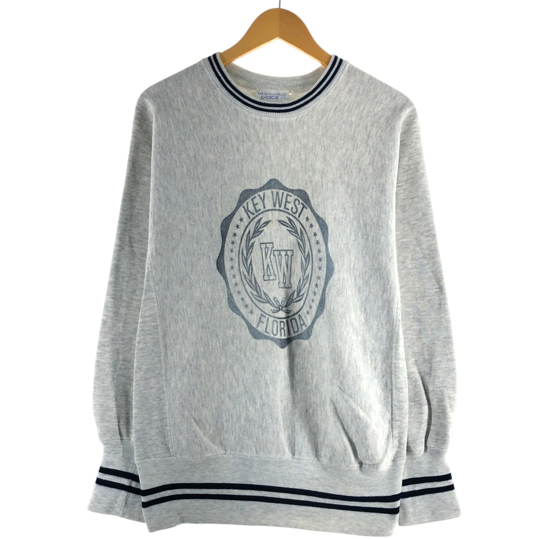 90'S University Place College Sweatshirt, Made in USA, Men's Size L, Vintage cotton gray type Vintage Second Hand