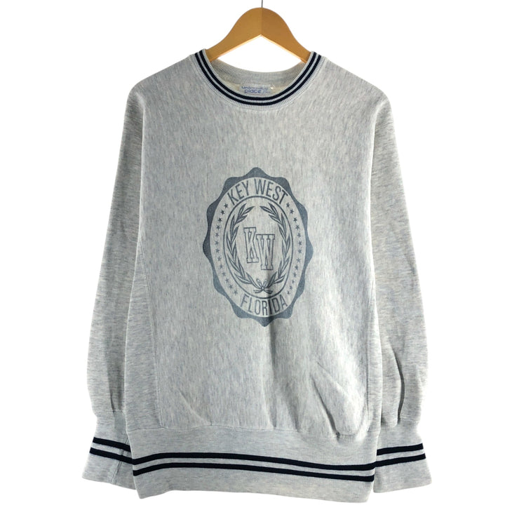90'S University Place College Sweatshirt, Made in USA, Men's Size L, Vintage cotton gray type Vintage Second Hand