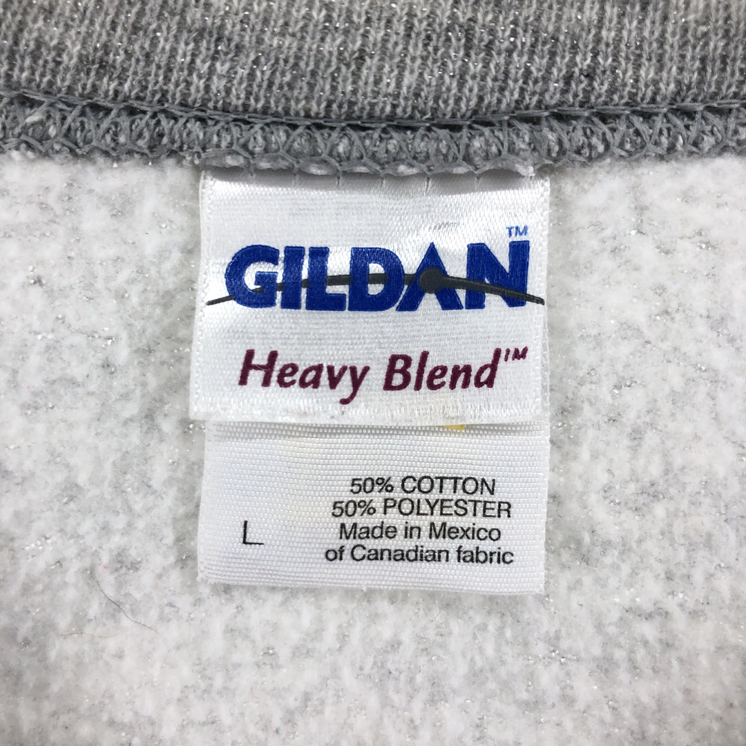 Gildan College Character Sweatshirt, Men's Size L cotton gray type Vintage Second Hand