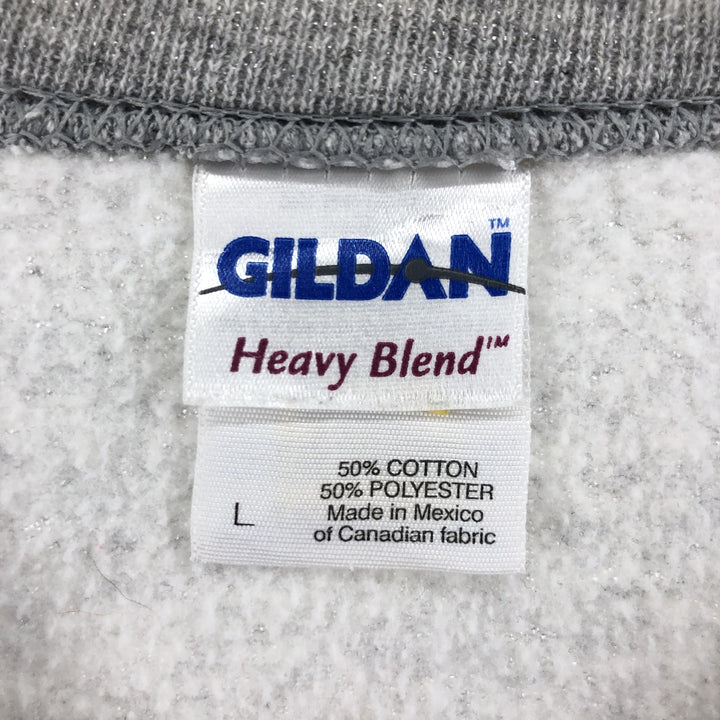 Gildan College Character Sweatshirt, Men's Size L cotton gray type Vintage Second Hand