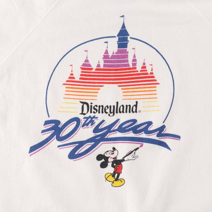 80'S Disney MICKEY MOUSE Mickey Mouse character sweatshirt, sweatshirt, men's XL size, vintage polyester white type Vintage Second Hand