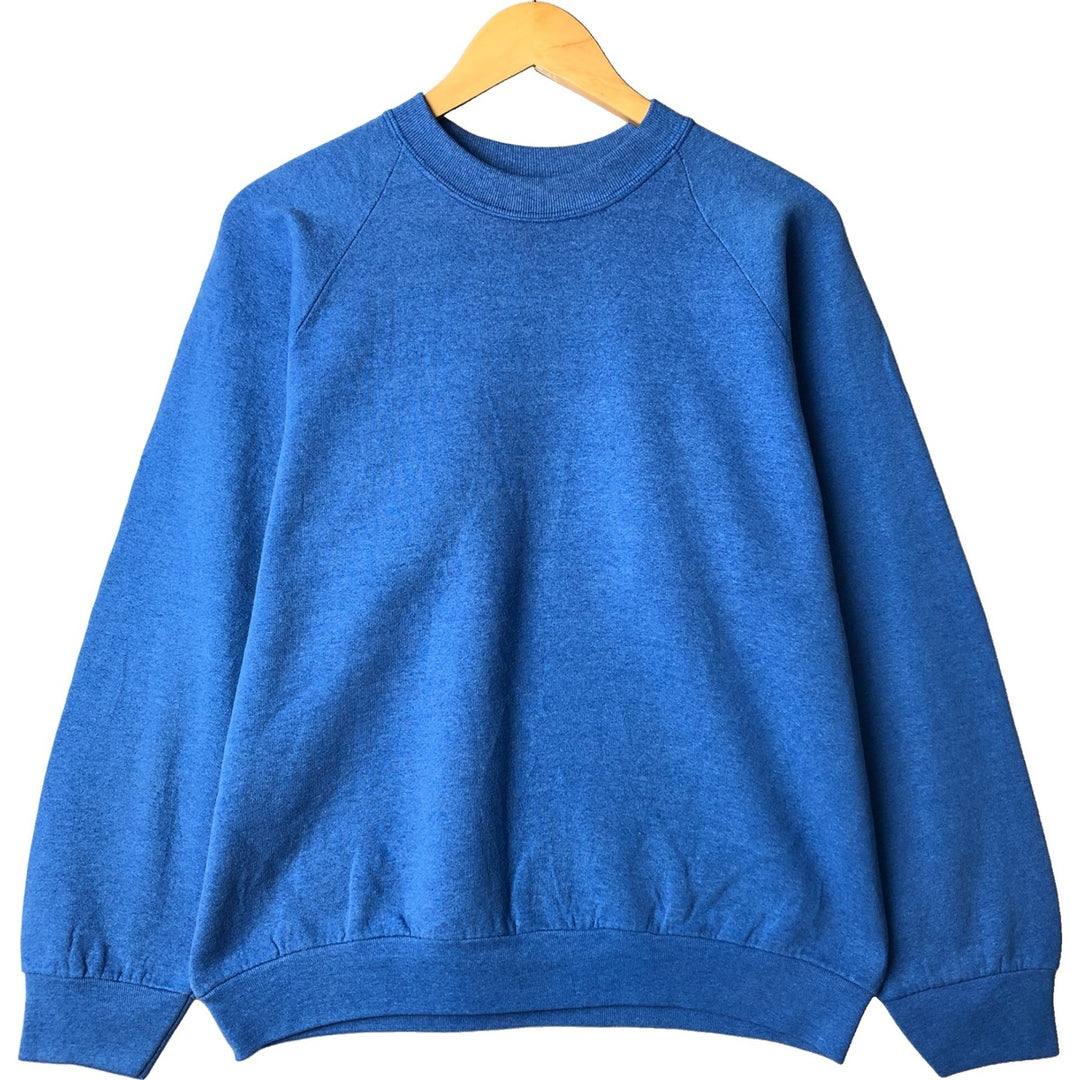 Vintage 90'S Fruit of the Loom plain blank sweatshirt, made in the USA, men's size L cotton blue type Vintage Second Hand