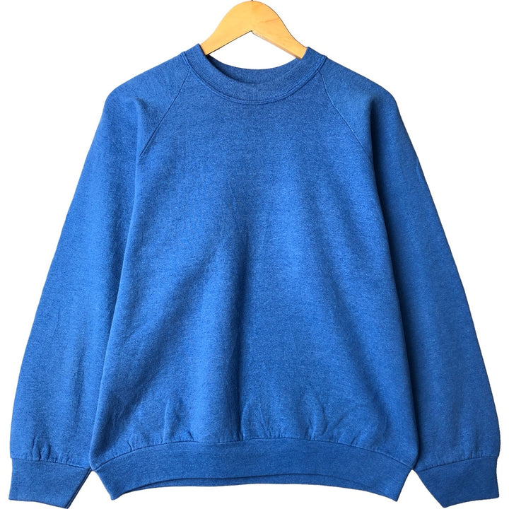 Vintage 90'S Fruit of the Loom plain blank sweatshirt, made in the USA, men's size L cotton blue type Vintage Second Hand