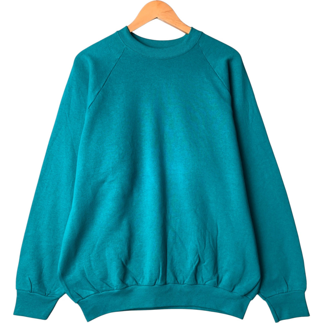 Vintage 90'S Fruit of the Loom plain blank sweatshirt, made in the USA, men's size XL cotton turquoise blue Vintage Second Hand