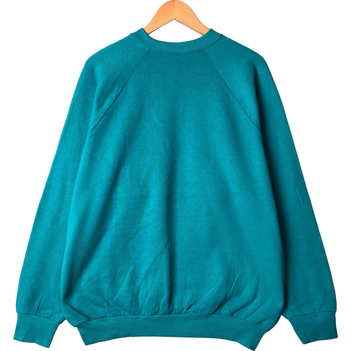 Vintage 90'S Fruit of the Loom plain blank sweatshirt, made in the USA, men's size XL cotton turquoise blue Vintage Second Hand