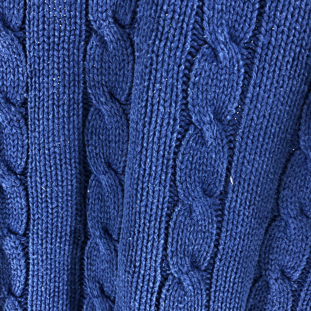 80s-90'S Eddie Bauer Black Tag Cable Knit Cotton Knit Sweater Men's Size L Vintage cotton blue type Vintage Second Hand