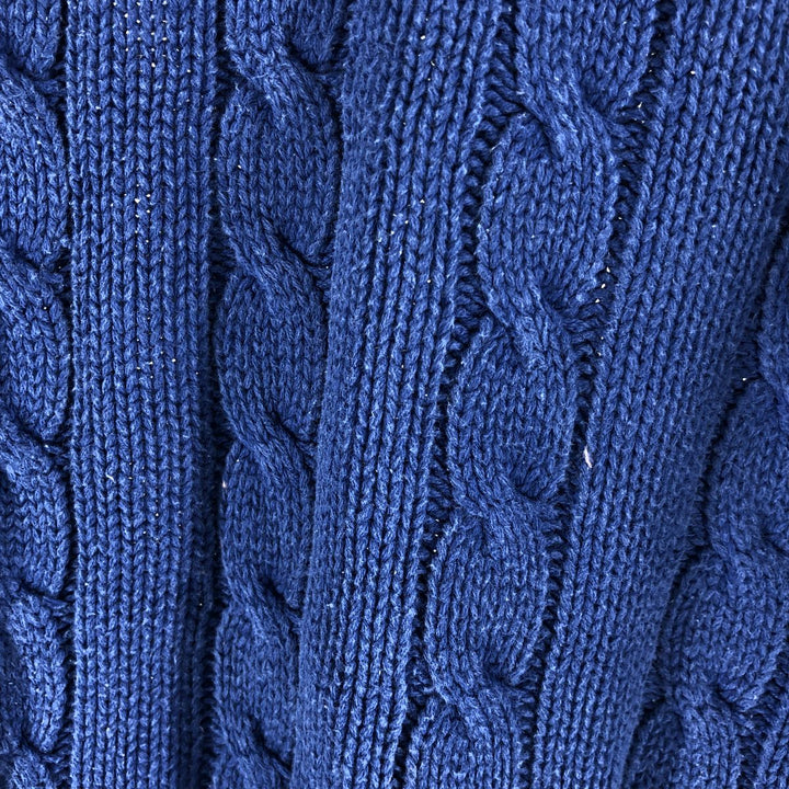 80s-90'S Eddie Bauer Black Tag Cable Knit Cotton Knit Sweater Men's Size L Vintage cotton blue type Vintage Second Hand