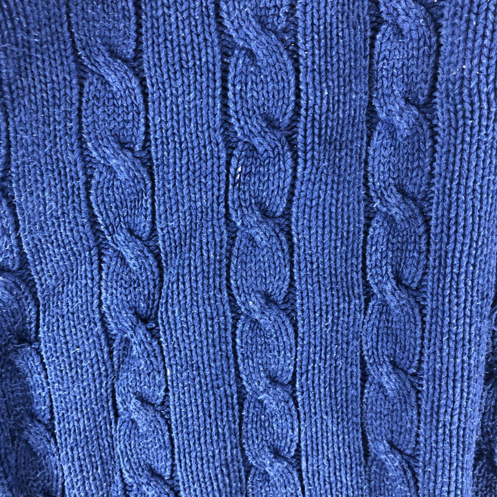 80s-90'S Eddie Bauer Black Tag Cable Knit Cotton Knit Sweater Men's Size L Vintage cotton blue type Vintage Second Hand