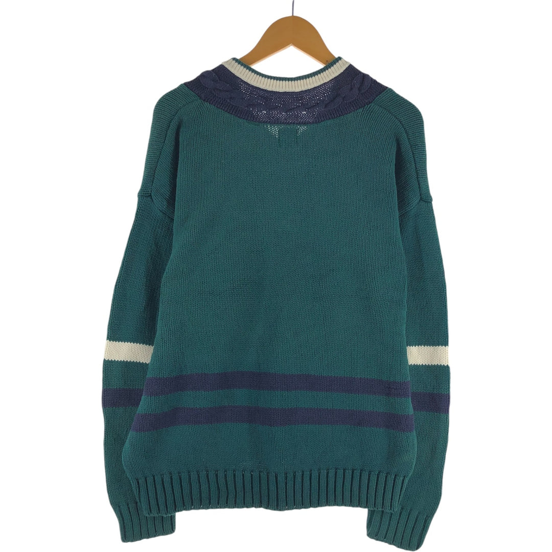 90'S GAP Old Gap V-neck cotton knit sweater Men's size L Vintage cotton Green type dark green Vintage Second Hand