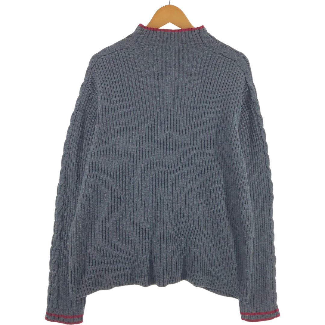 Tommy Hilfiger High-neck cotton knit sweater, men's size L cotton gray type Vintage Second Hand