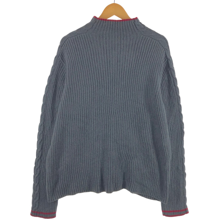Tommy Hilfiger High-neck cotton knit sweater, men's size L cotton gray type Vintage Second Hand