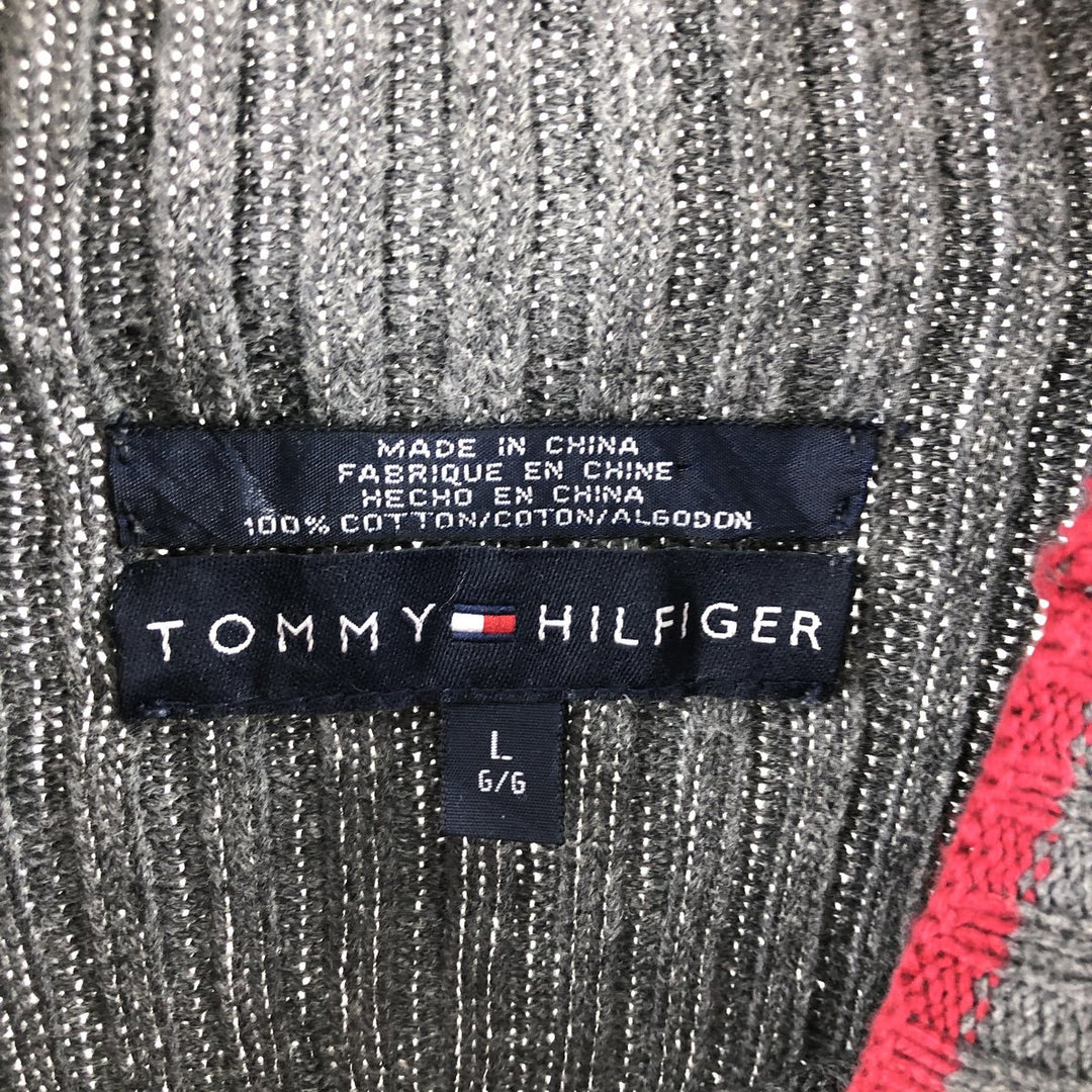 Tommy Hilfiger High-neck cotton knit sweater, men's size L cotton gray type Vintage Second Hand