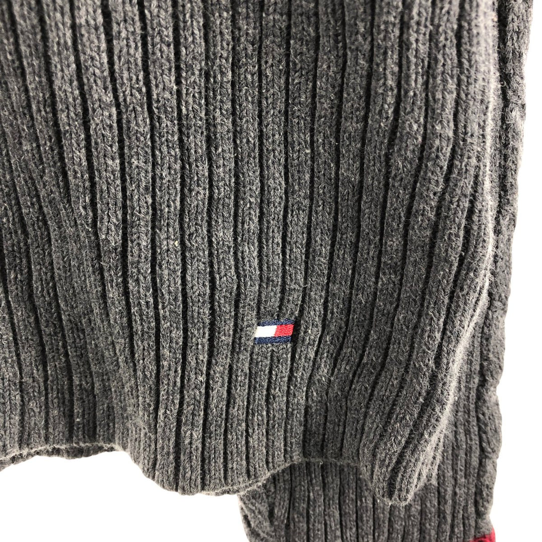 Tommy Hilfiger High-neck cotton knit sweater, men's size L cotton gray type Vintage Second Hand