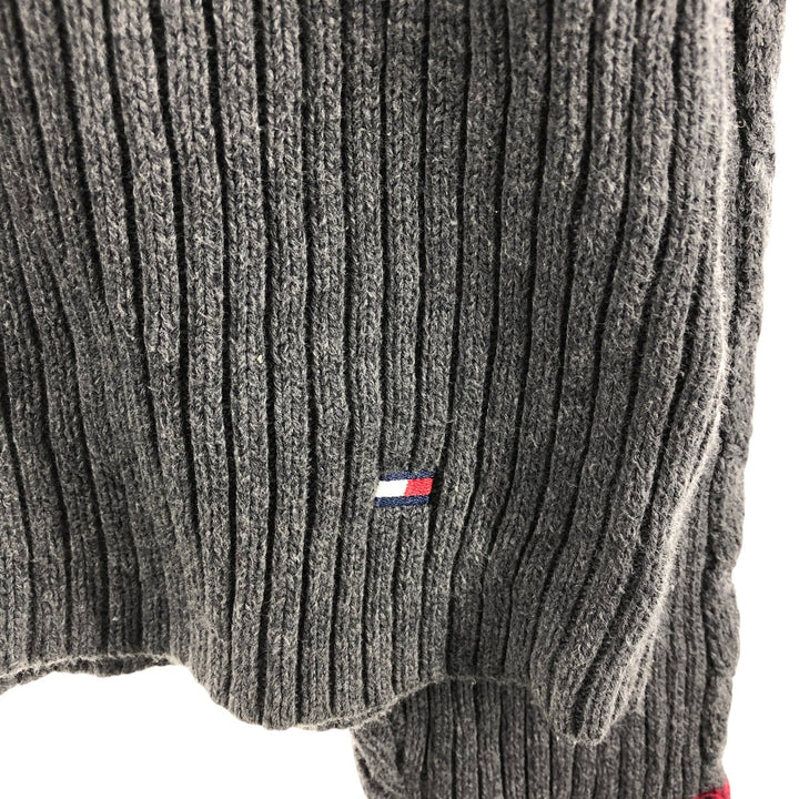 Tommy Hilfiger High-neck cotton knit sweater, men's size L cotton gray type Vintage Second Hand