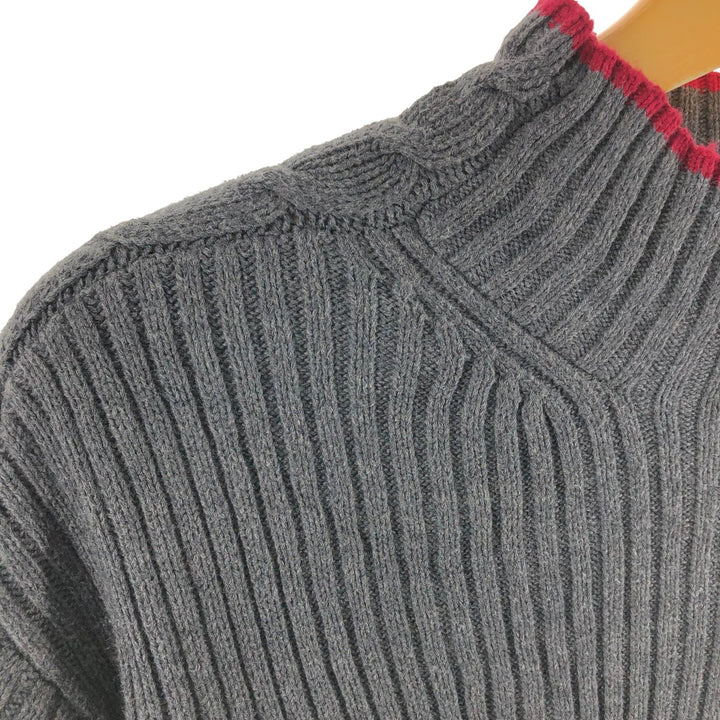 Tommy Hilfiger High-neck cotton knit sweater, men's size L cotton gray type Vintage Second Hand