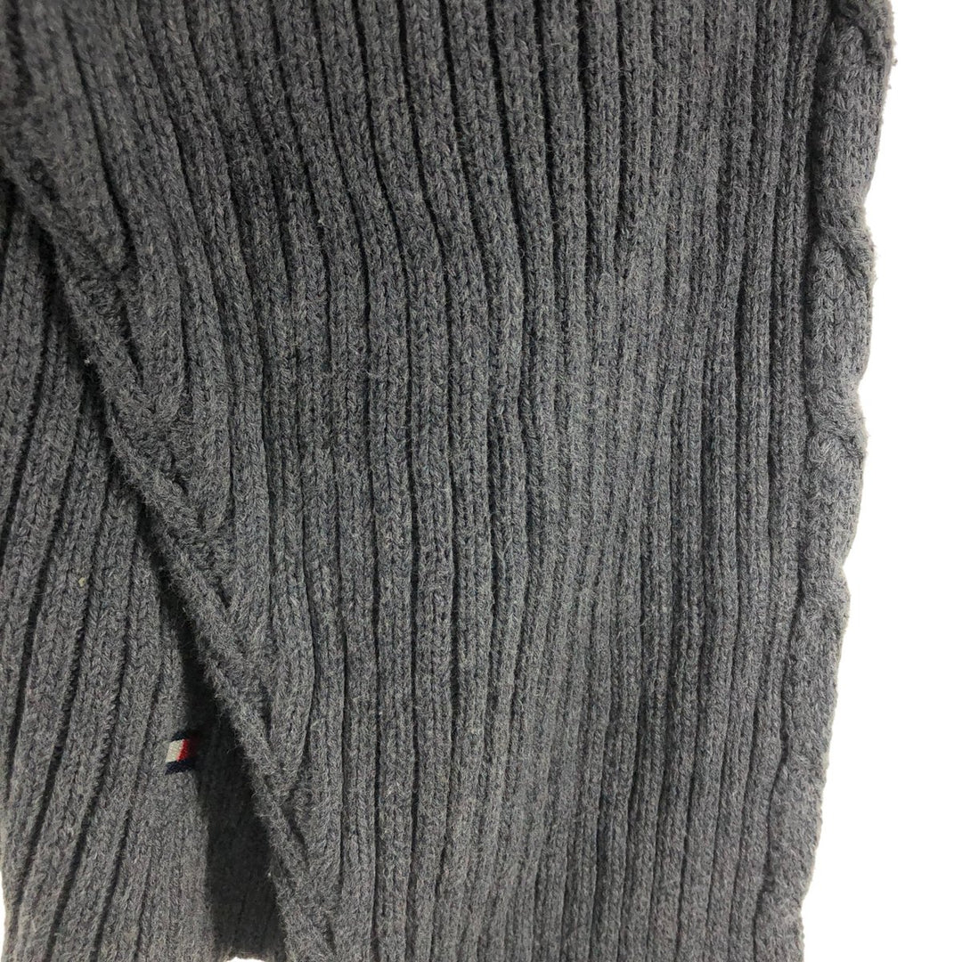 Tommy Hilfiger High-neck cotton knit sweater, men's size L cotton gray type Vintage Second Hand