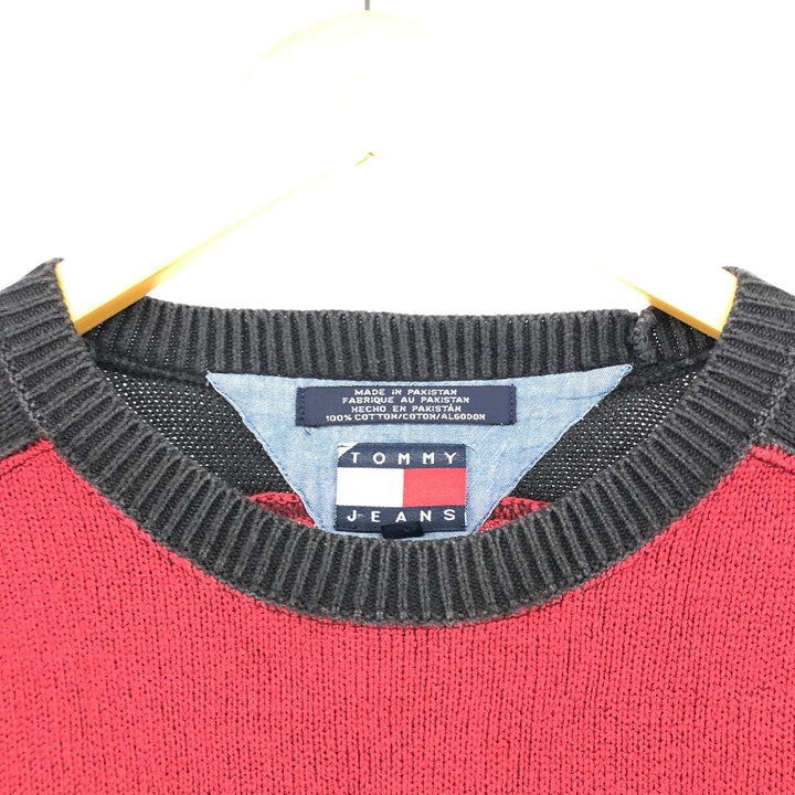 90'S Tommy Hilfiger Cotton Knit Sweater Men's Size L Vintage cotton red type Vintage Second Hand