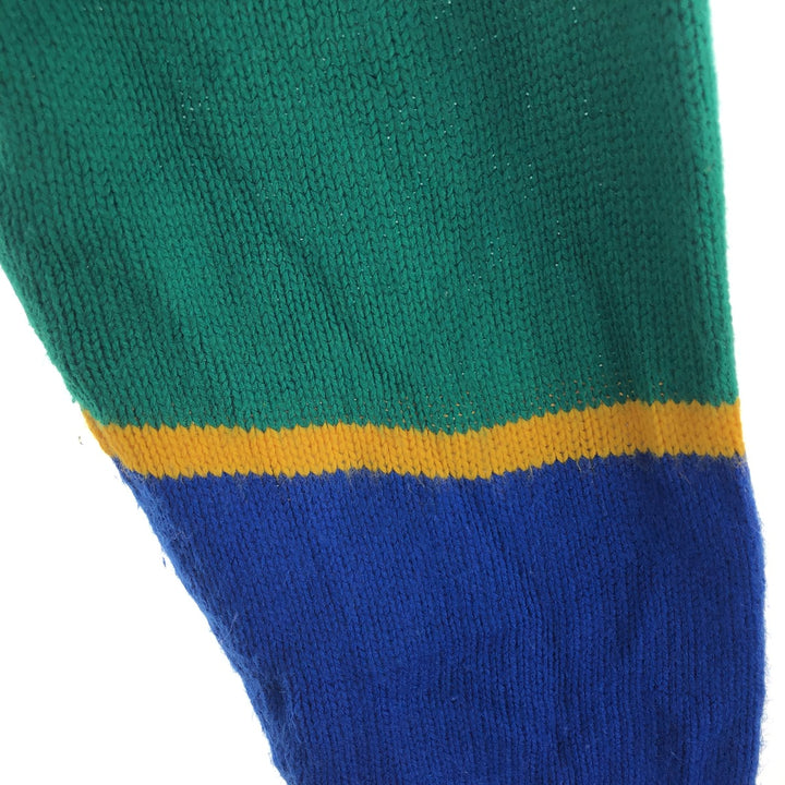 80'S Lacoste IZOD Multi-border Acrylic Knit Sweater 16-18 (L) Men's L equivalent Vintage acrylic blue type Vintage Second Hand