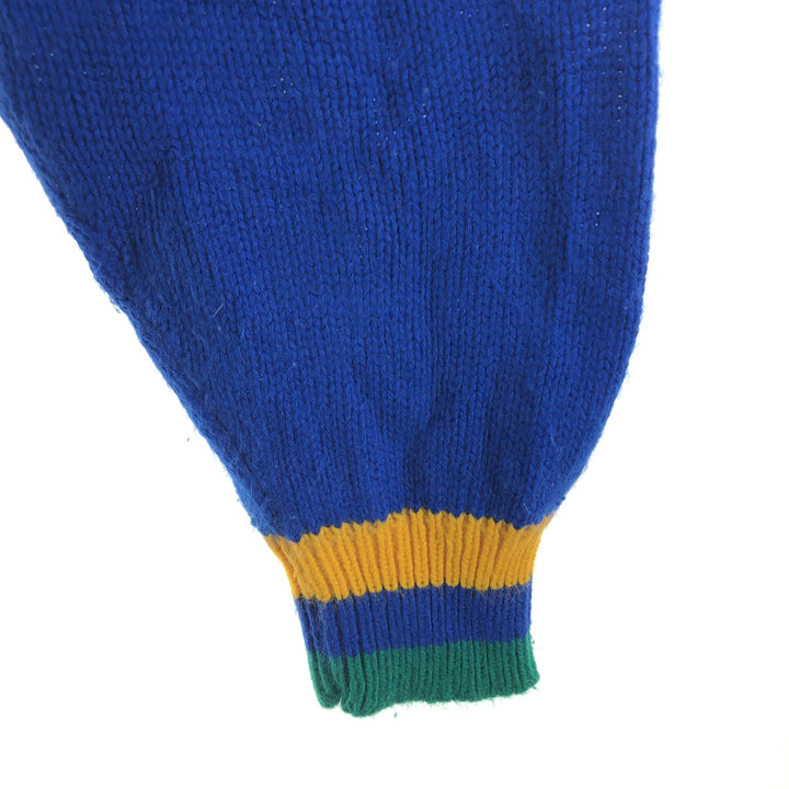 80'S Lacoste IZOD Multi-border Acrylic Knit Sweater 16-18 (L) Men's L equivalent Vintage acrylic blue type Vintage Second Hand