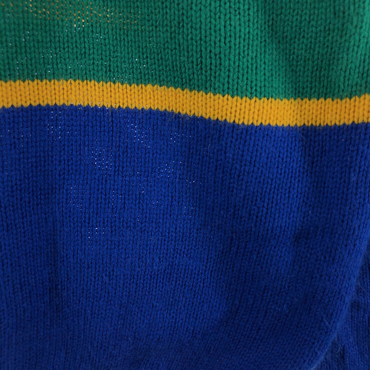 80'S Lacoste IZOD Multi-border Acrylic Knit Sweater 16-18 (L) Men's L equivalent Vintage acrylic blue type Vintage Second Hand