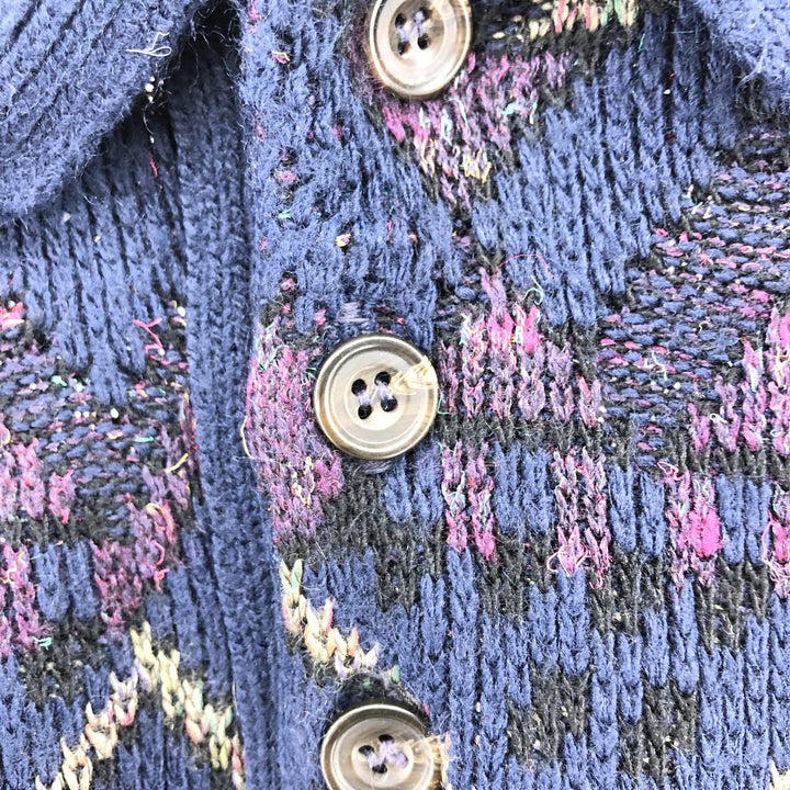 SHELDON All-over Print Polo Knit Sweater, Men's XL Size unclear purple type Vintage Second Hand