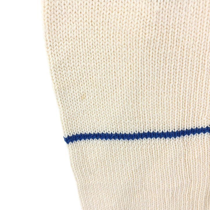 BOSTON TRADER Striped Pattern Henley Neck Cotton Knit Sweater Men's Size L cotton white type Vintage Second Hand