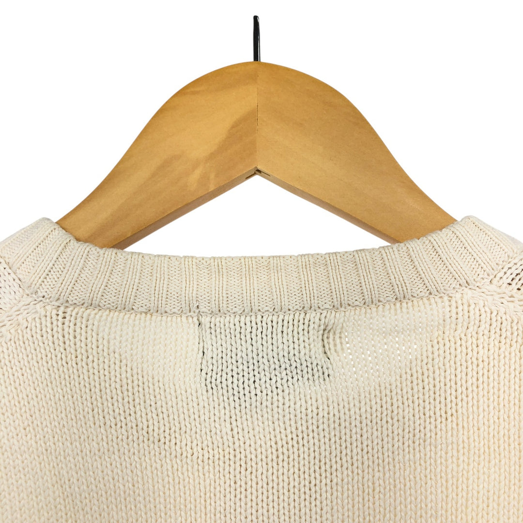 BOSTON TRADER Striped Pattern Henley Neck Cotton Knit Sweater Men's Size L cotton white type Vintage Second Hand