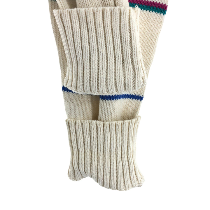 BOSTON TRADER Striped Pattern Henley Neck Cotton Knit Sweater Men's Size L cotton white type Vintage Second Hand