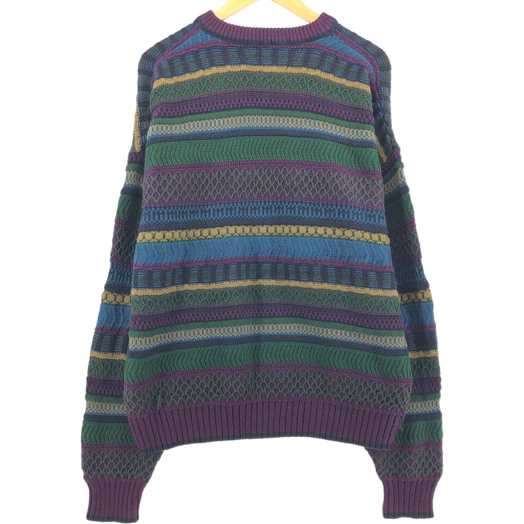 OLD GLORY Border Pattern Cotton Knit Sweater Made in USA Men's Size L cotton purple type Vintage Second Hand