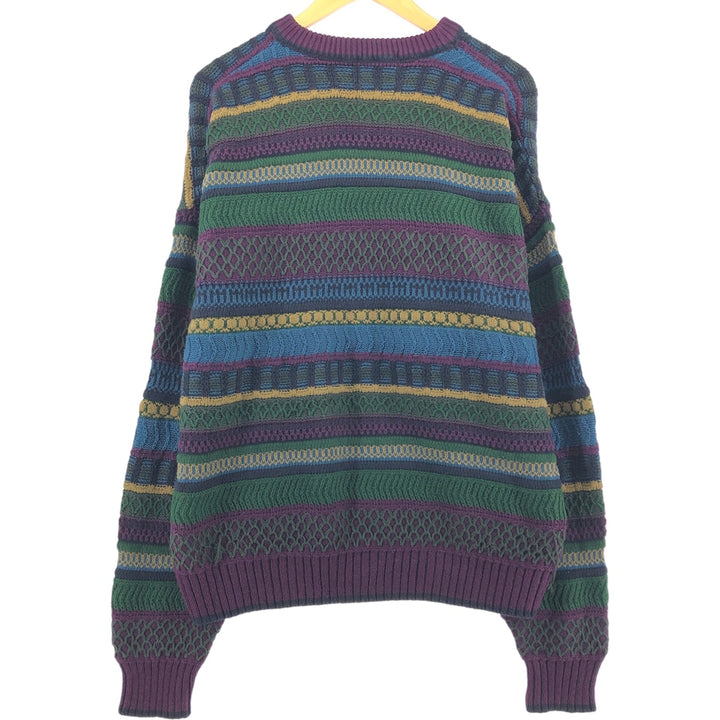 OLD GLORY Border Pattern Cotton Knit Sweater Made in USA Men's Size L cotton purple type Vintage Second Hand