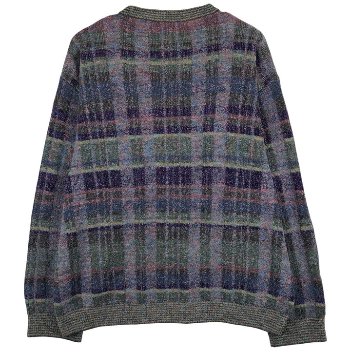 IL GRANCHIO Check Pattern Tile Cotton Knit Sweater, Men's Size XL unclear purple type Vintage Second Hand