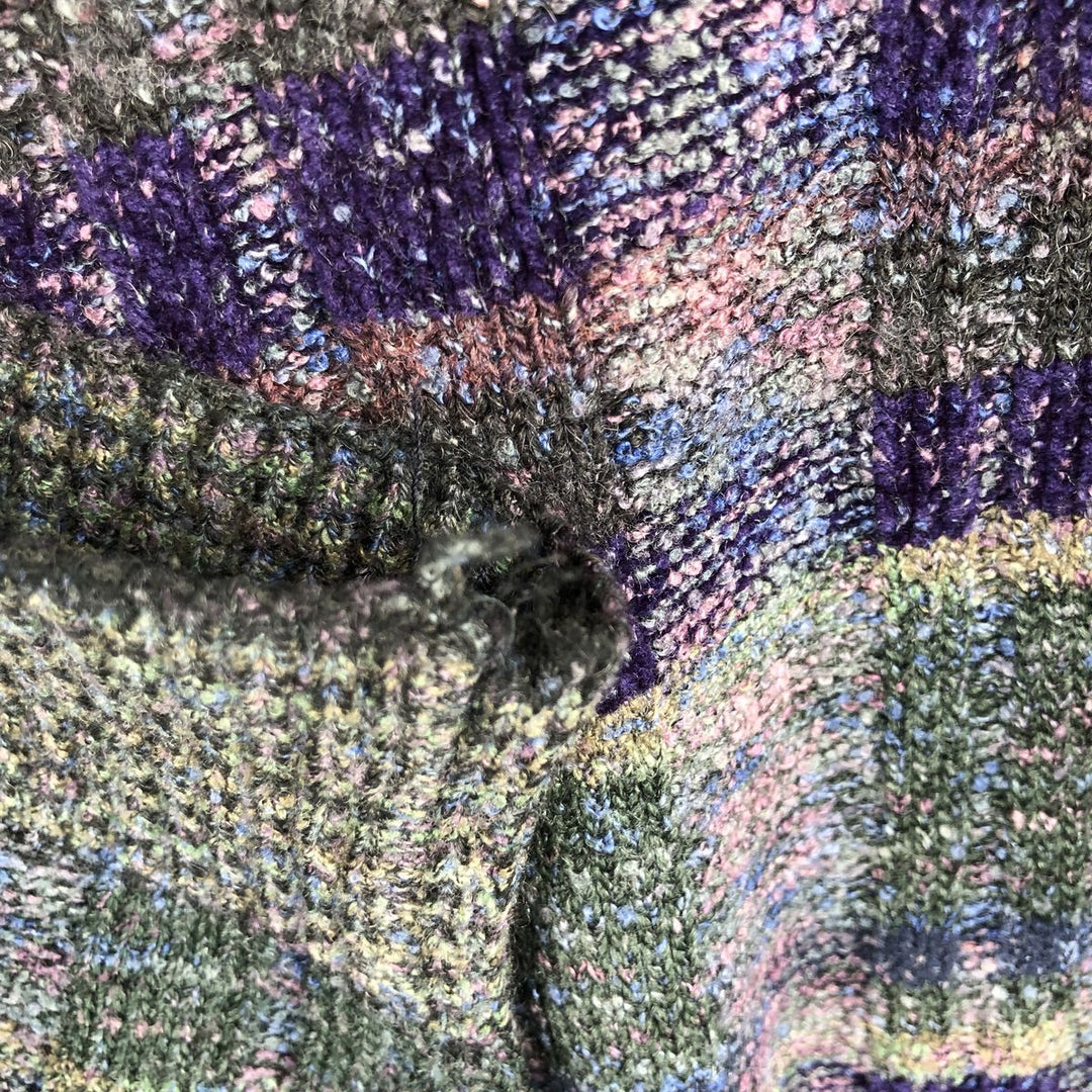 IL GRANCHIO Check Pattern Tile Cotton Knit Sweater, Men's Size XL unclear purple type Vintage Second Hand