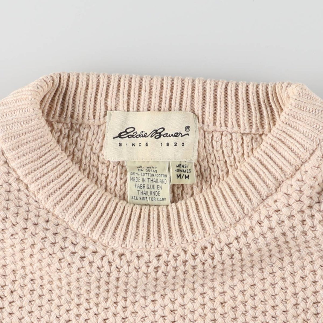 90'S Eddie Bauer Cotton Knit Sweater, Men's M Size, Vintage cotton white type Vintage Second Hand