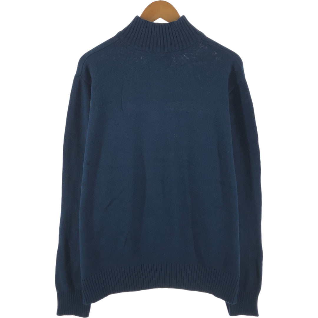 Eddie Bauer Cotton Knit Half Zip Sweater with Stripes, Men's Size XL cotton navy blue type Vintage Second Hand