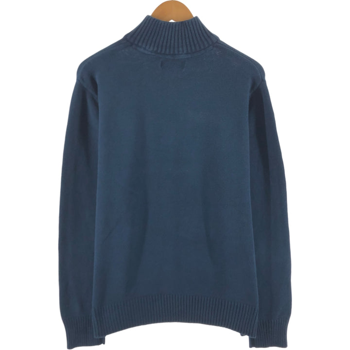 Eddie Bauer Cotton Knit Half Zip Sweater with Stripes, Men's Size XL cotton navy blue type Vintage Second Hand