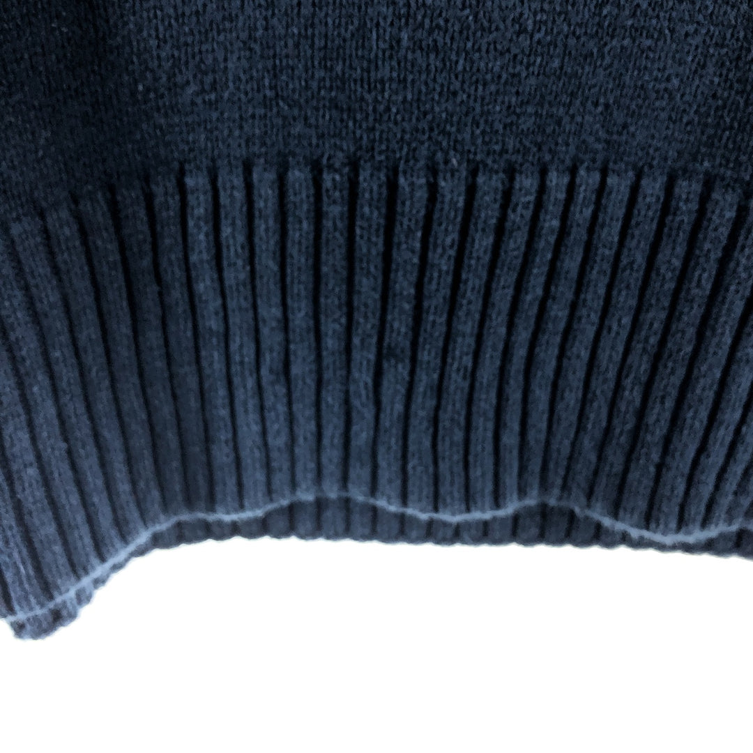 Eddie Bauer Cotton Knit Half Zip Sweater with Stripes, Men's Size XL cotton navy blue type Vintage Second Hand