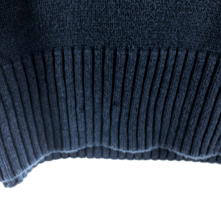 Eddie Bauer Cotton Knit Half Zip Sweater with Stripes, Men's Size XL cotton navy blue type Vintage Second Hand