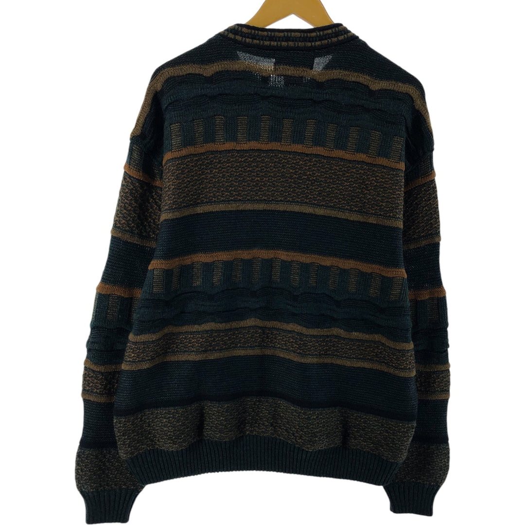 TOSANI All-Over Print 3D Knit Sweater, Made in Canada, Men's Size L, Vintage acrylic multicolor Vintage Second Hand