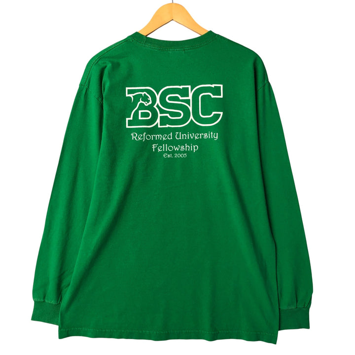 ALSTYLE APPAREL AND ACTIVEWEAR College Long Sleeve T-Shirt, Men's Size L cotton green type Vintage Second Hand