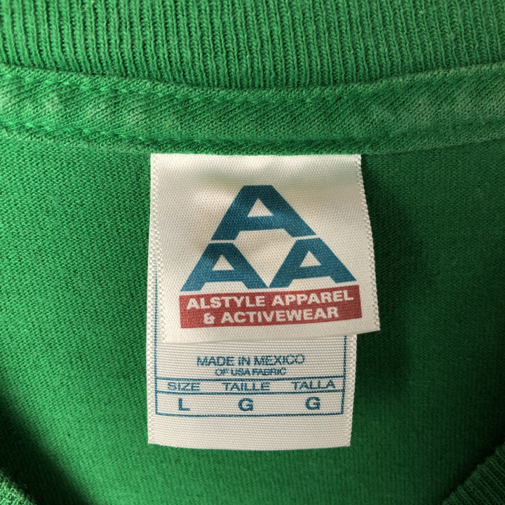ALSTYLE APPAREL AND ACTIVEWEAR College Long Sleeve T-Shirt, Men's Size L cotton green type Vintage Second Hand