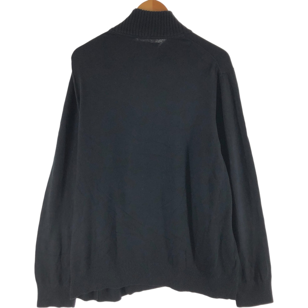 Eddie Bauer Cotton Knit Half-Zip Sweater, Men's XXL cotton black type Vintage Second Hand